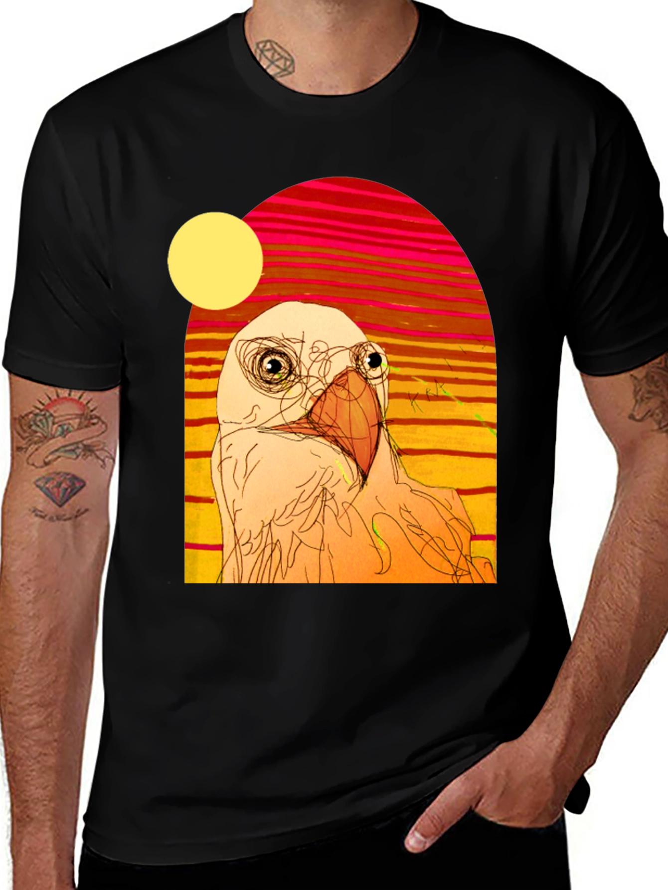 Abstract Bird Graphic T-Shirt