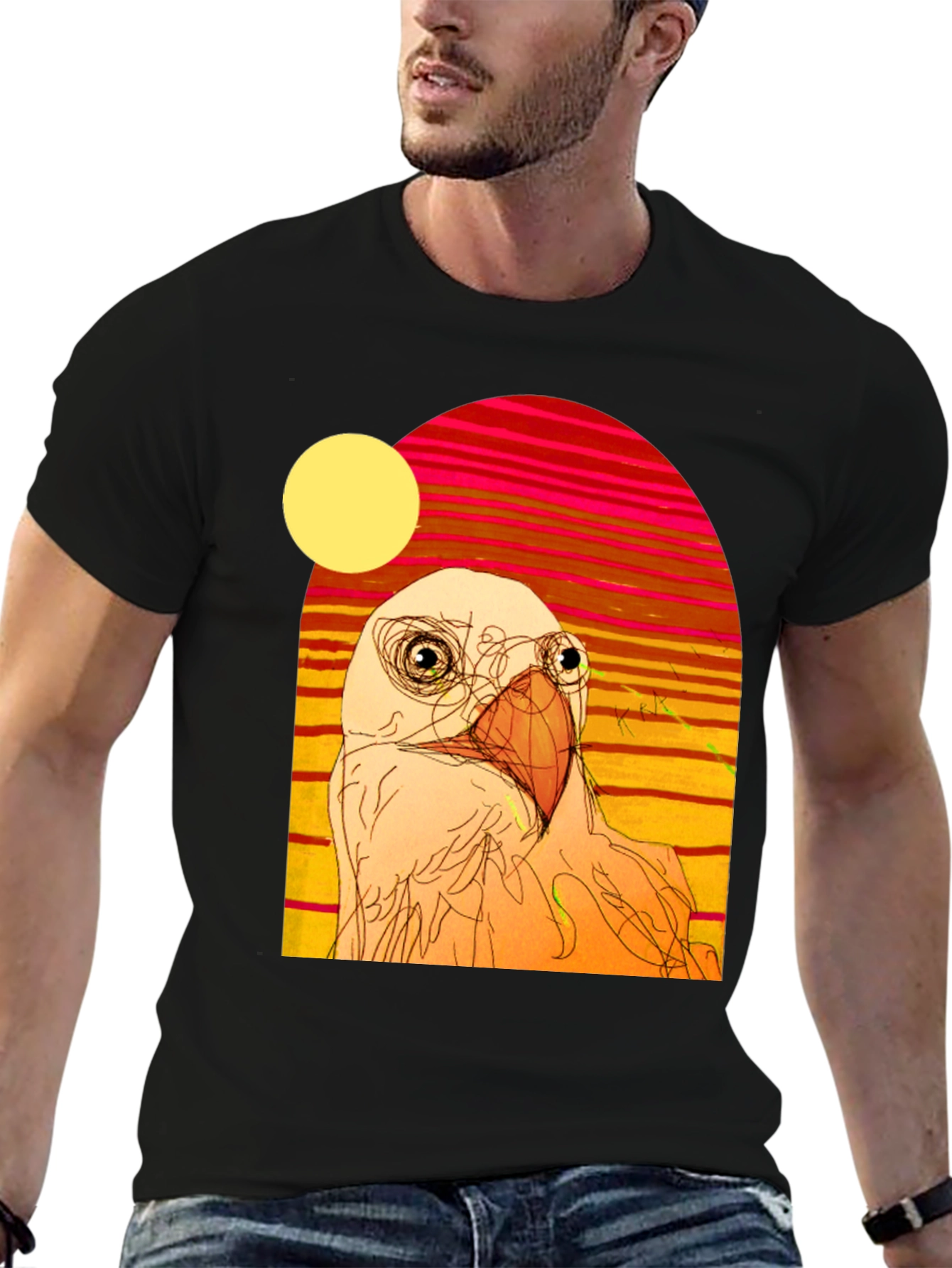 Abstract Bird Graphic T-Shirt