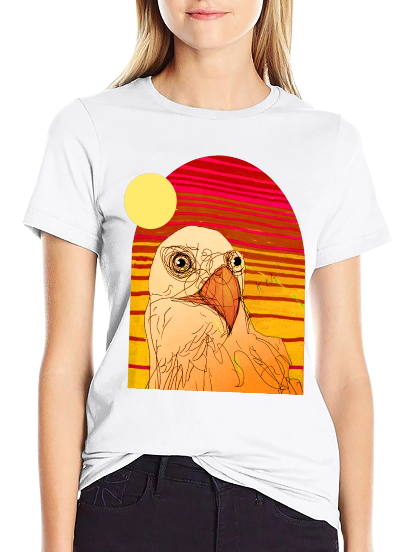 Abstract Bird Graphic T-Shirt