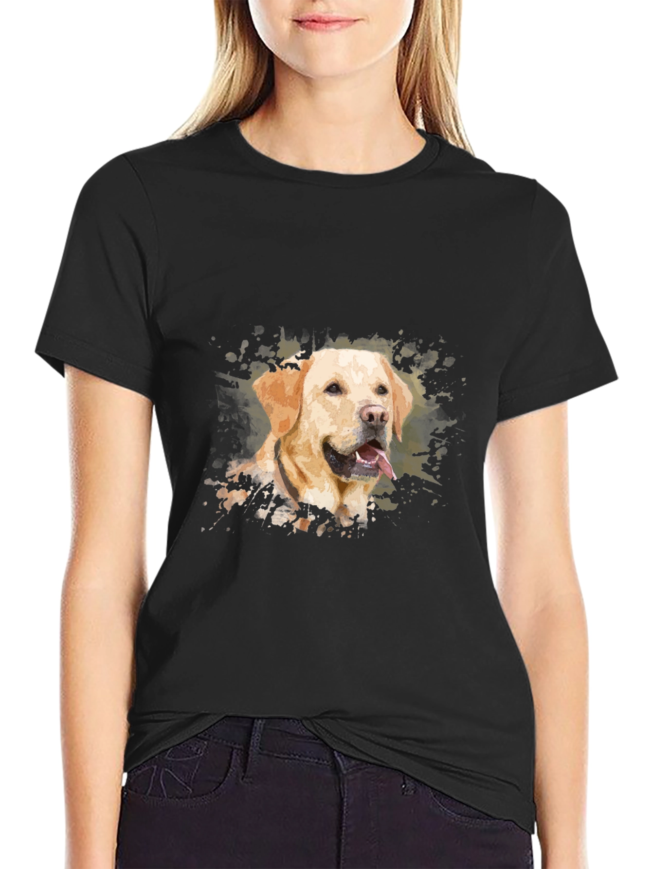 Labrador Dog Art Black T-Shirt