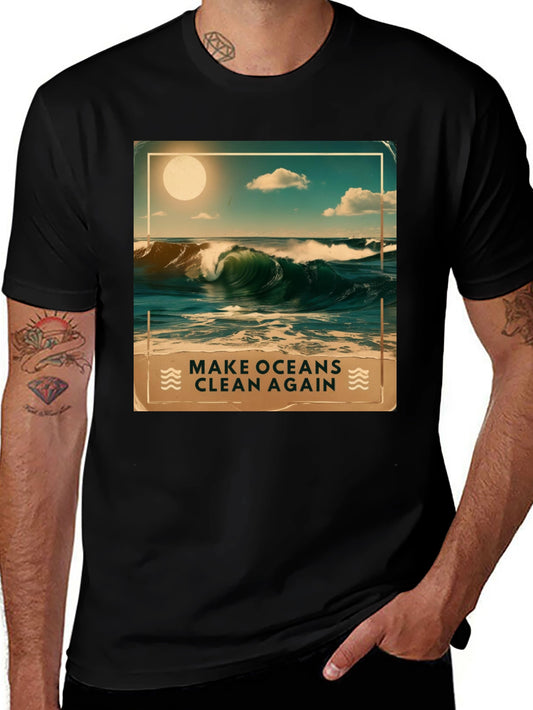 Ocean Waves Graphic Tee - Make Oceans Clean Again