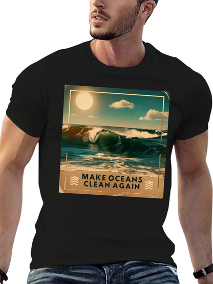Ocean Waves Graphic Tee - Make Oceans Clean Again