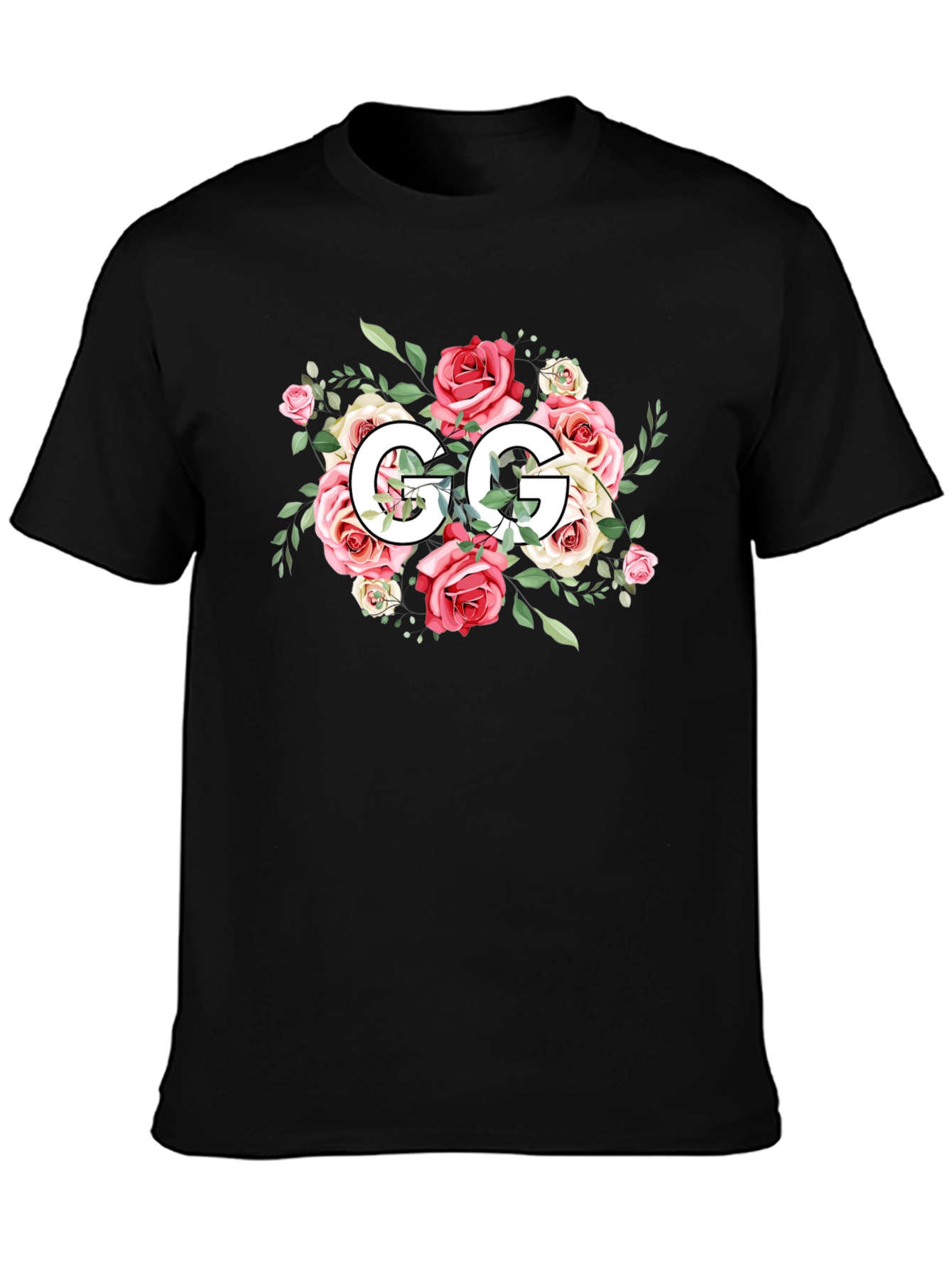 Floral GG Black T-Shirt