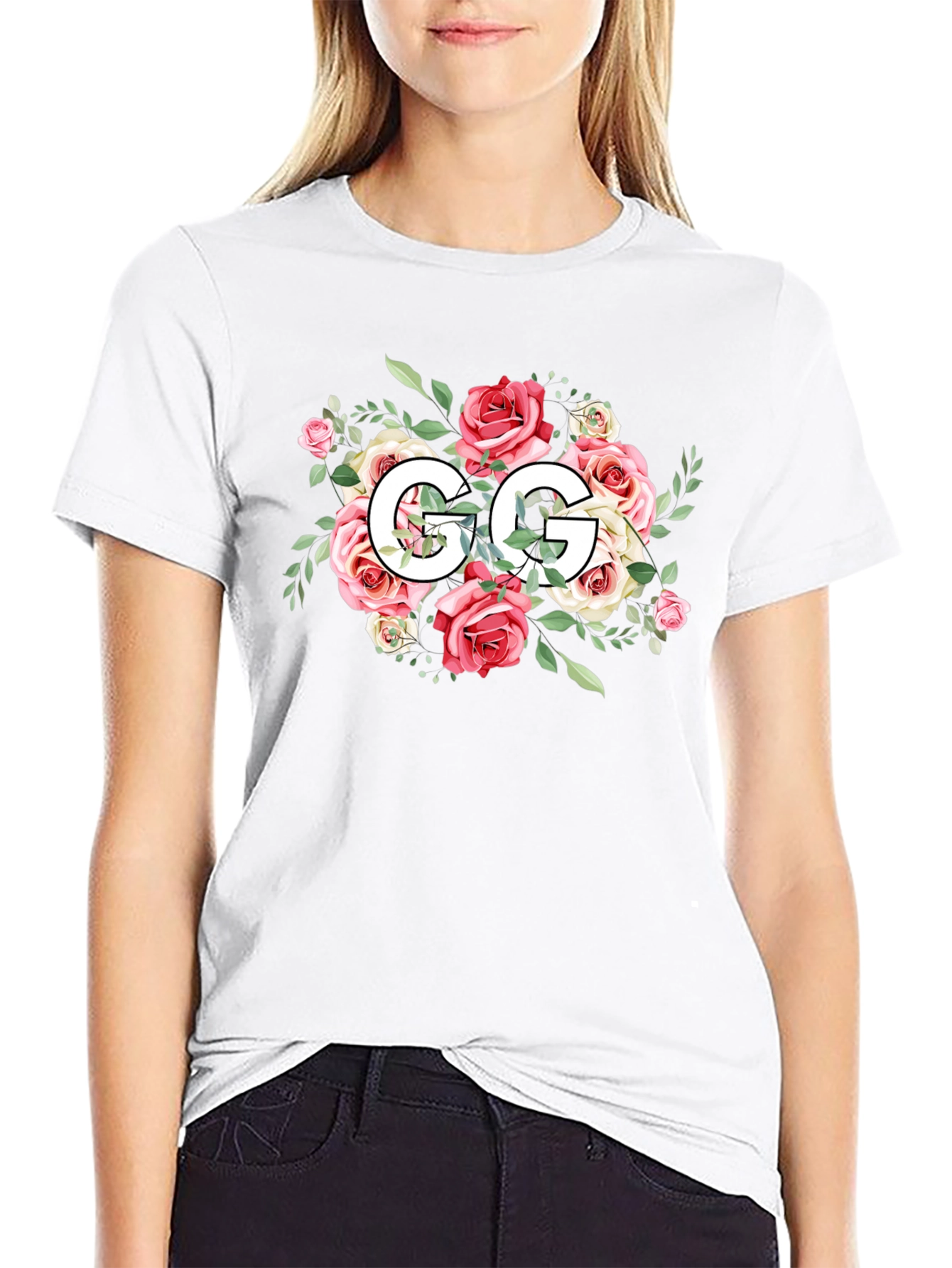 Floral GG Black T-Shirt