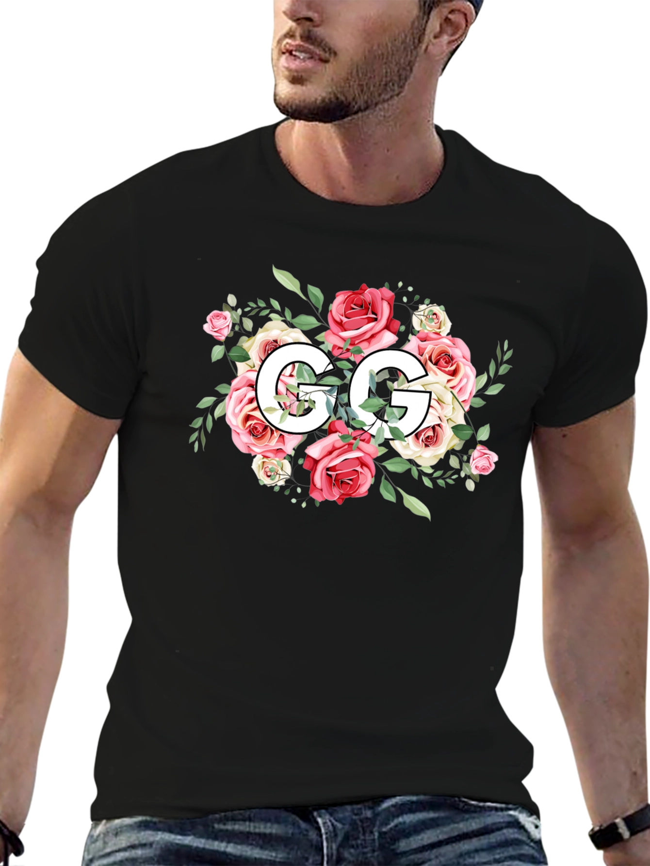 Floral GG Black T-Shirt