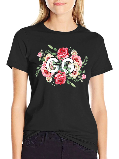 Floral GG Black T-Shirt