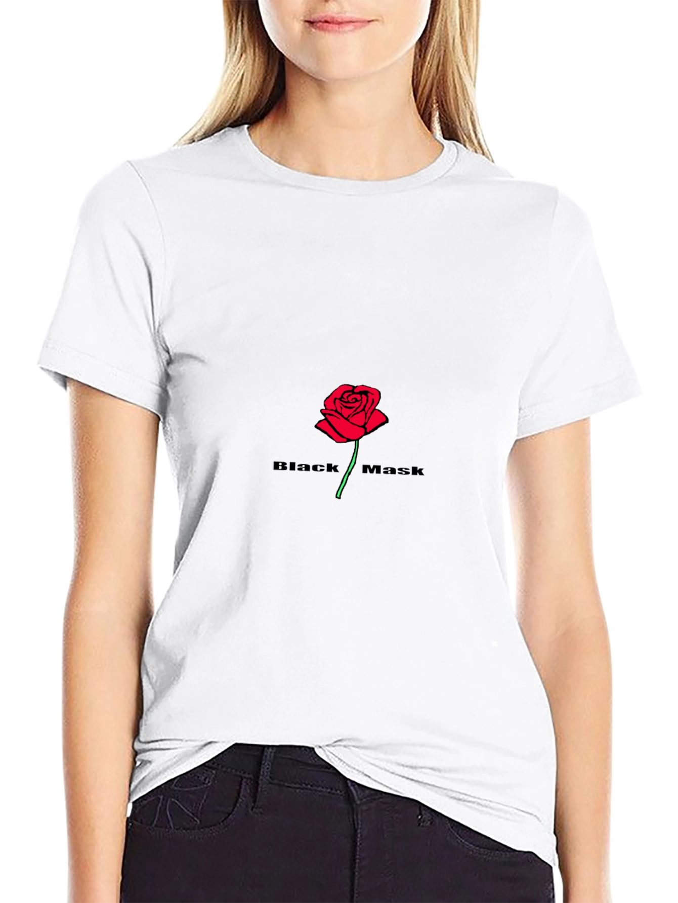 Black Mask Rose Graphic T-Shirt
