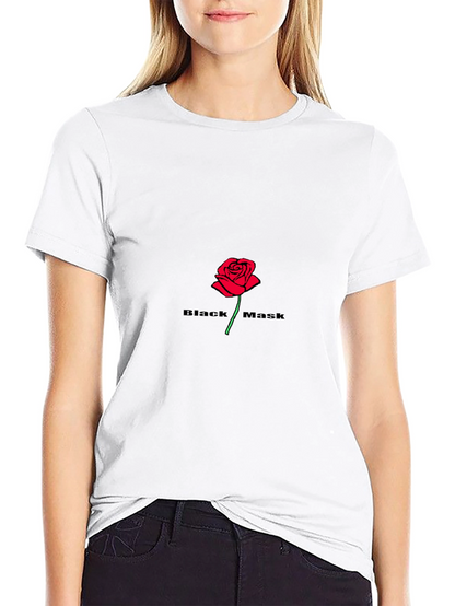 Black Mask Rose Graphic T-Shirt